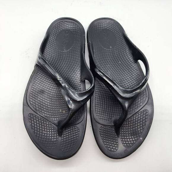 Oofos Ooriginal Flip Flop Recovery Sandals Women's 6 Black Thong Comfort Shoes - Picture 2 of 7